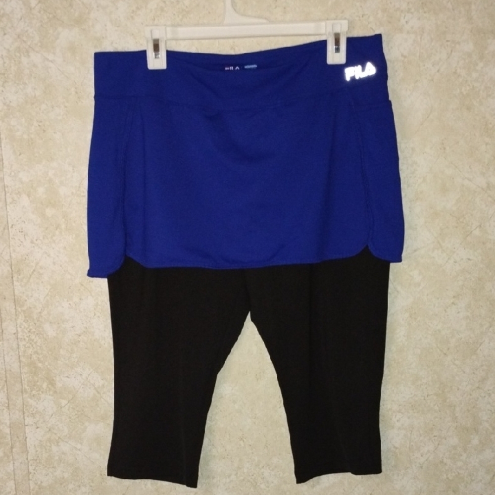 Fila Royal Blue and Black Skirted Leggings, Athletic, Workout Pants, Size XL